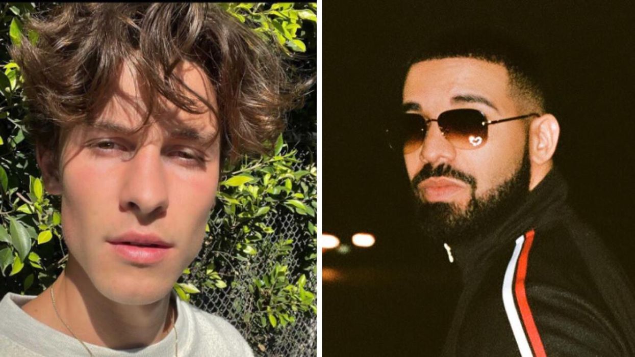 Shawn Mendes. Right: Drake.