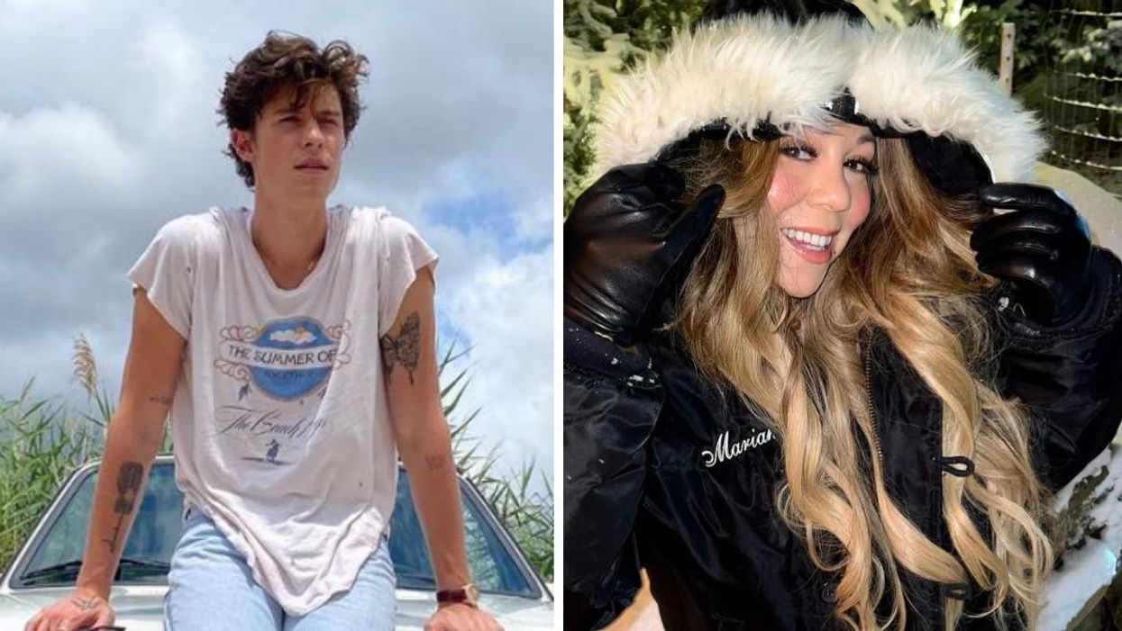 Shawn Mendes. Right: Mariah Carey.