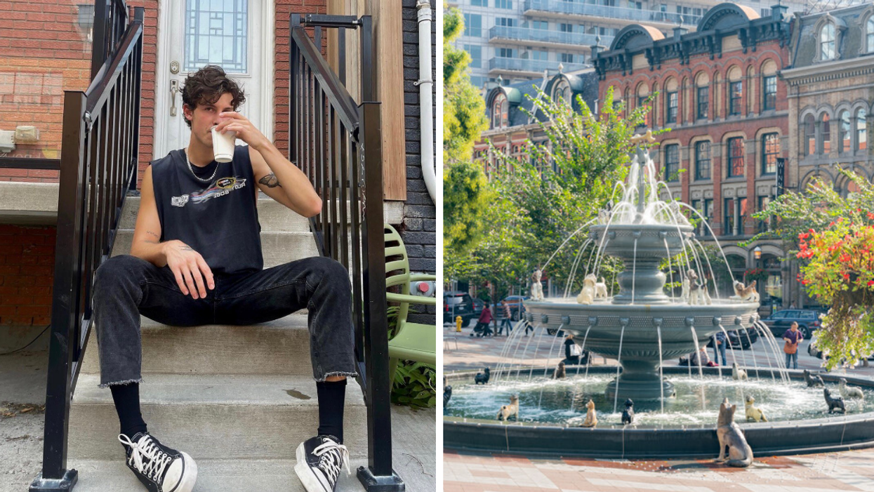 Shawn Mendes Was Spotted By Fans Filming Around Toronto's Berczy Park This Week