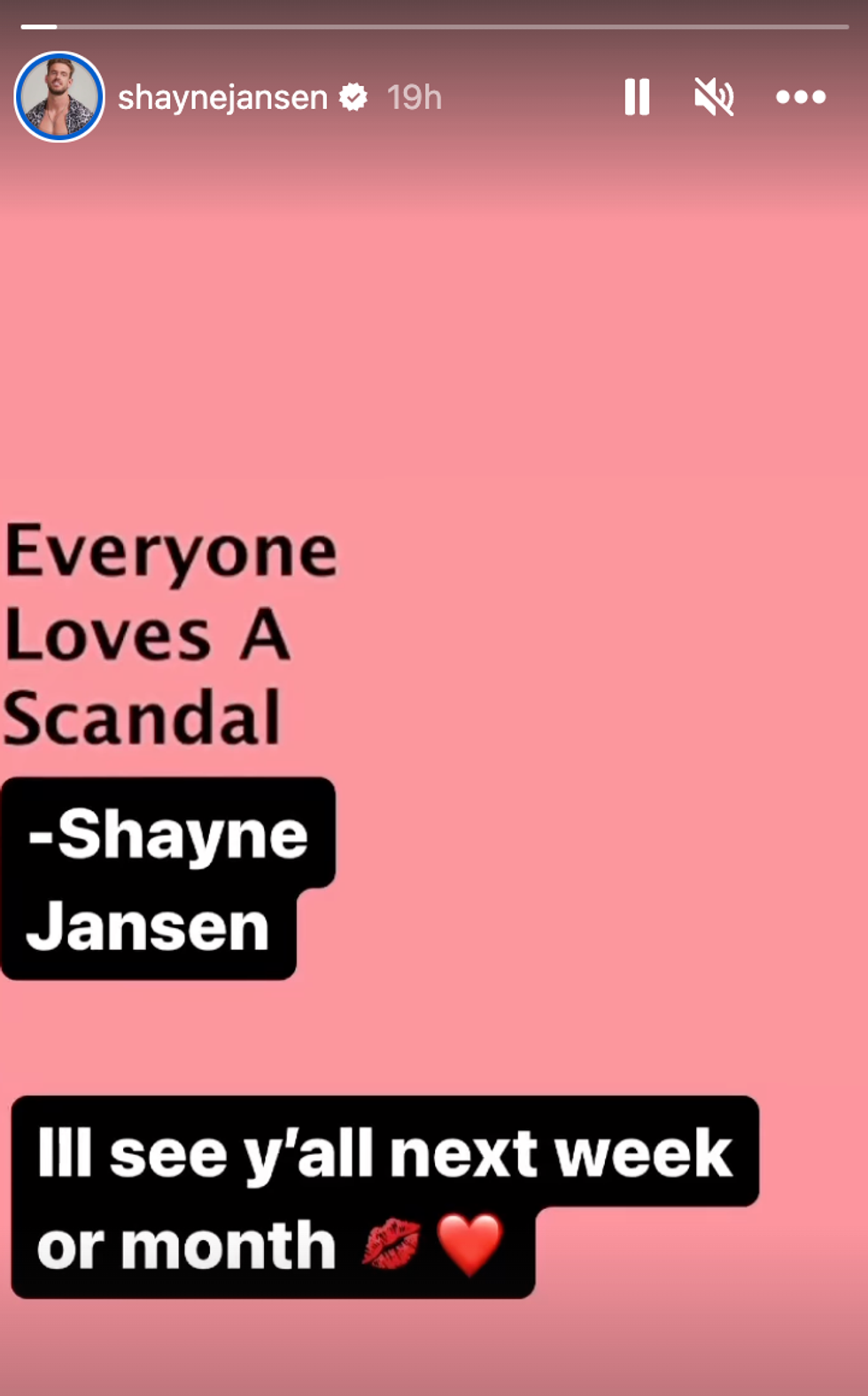 Shayne Jansen's statement in an Instagram story.