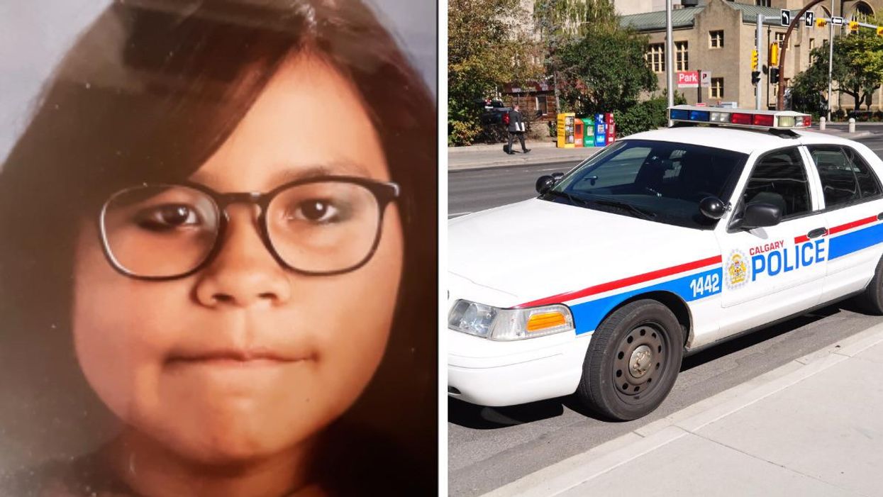 Sheila Lambert. Right: Calgary police car.