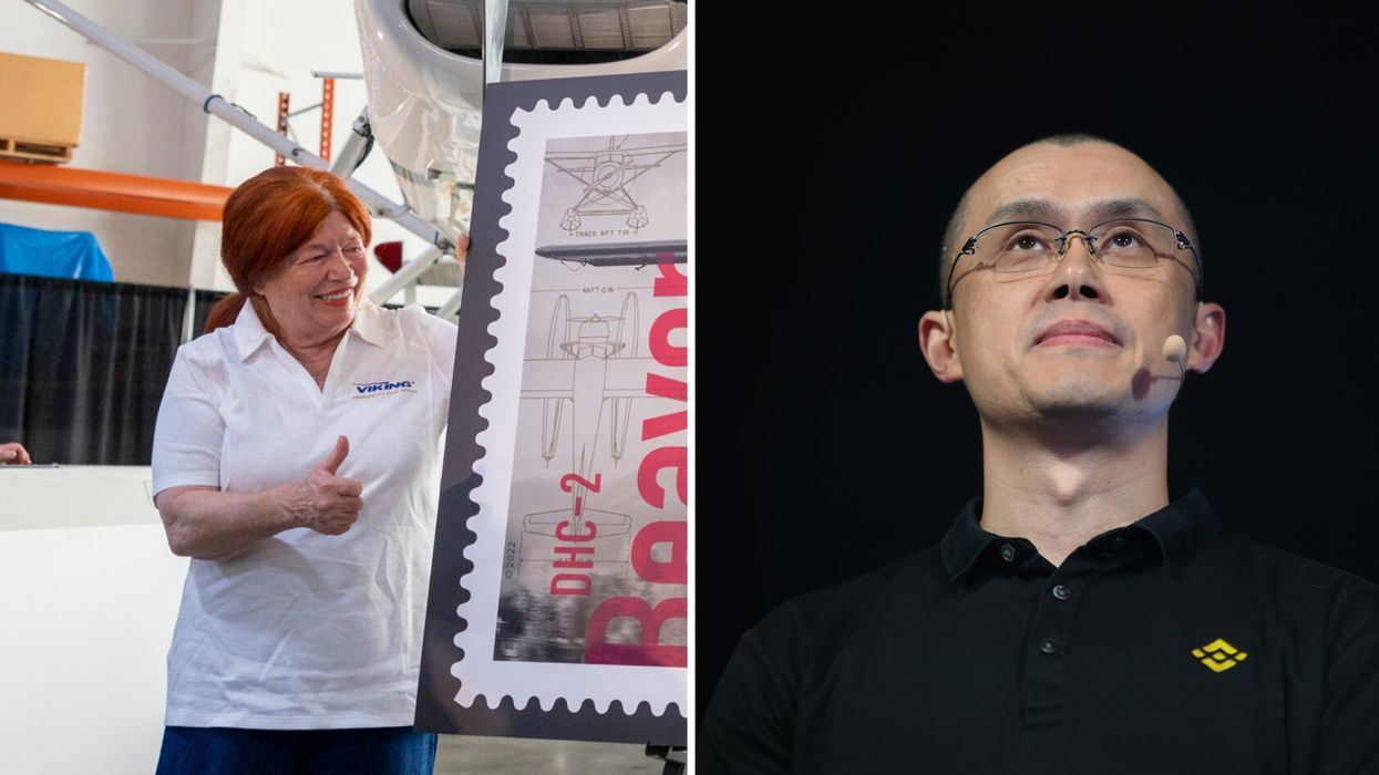 Sherry Brydson. À droite : Changpeng Zhao