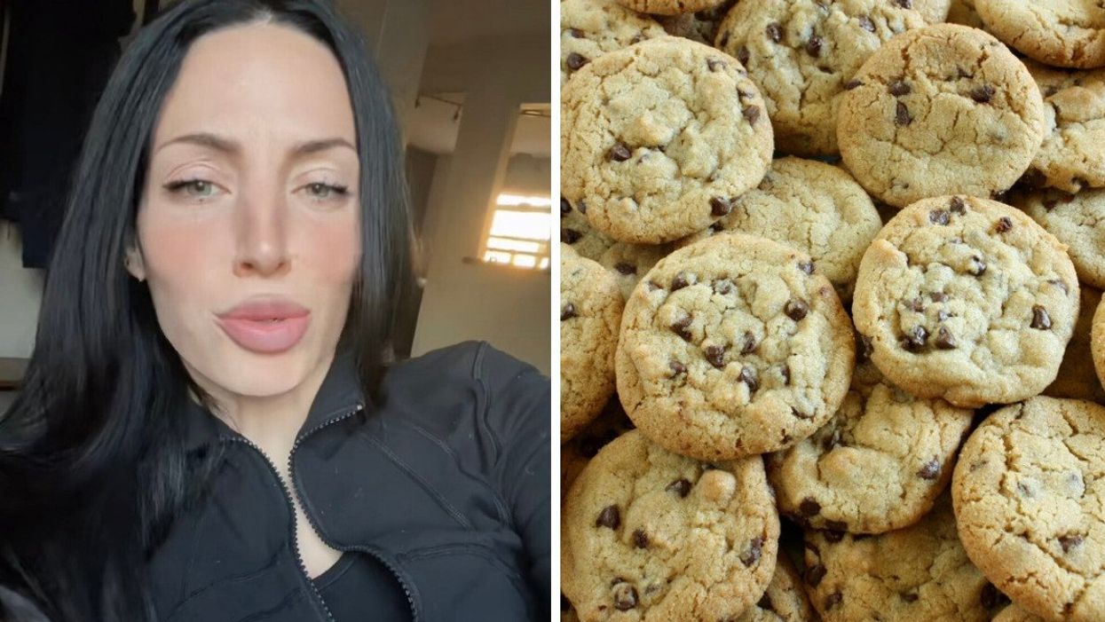 Shmem in her viral TikTok video. Right: Homemade cookies.