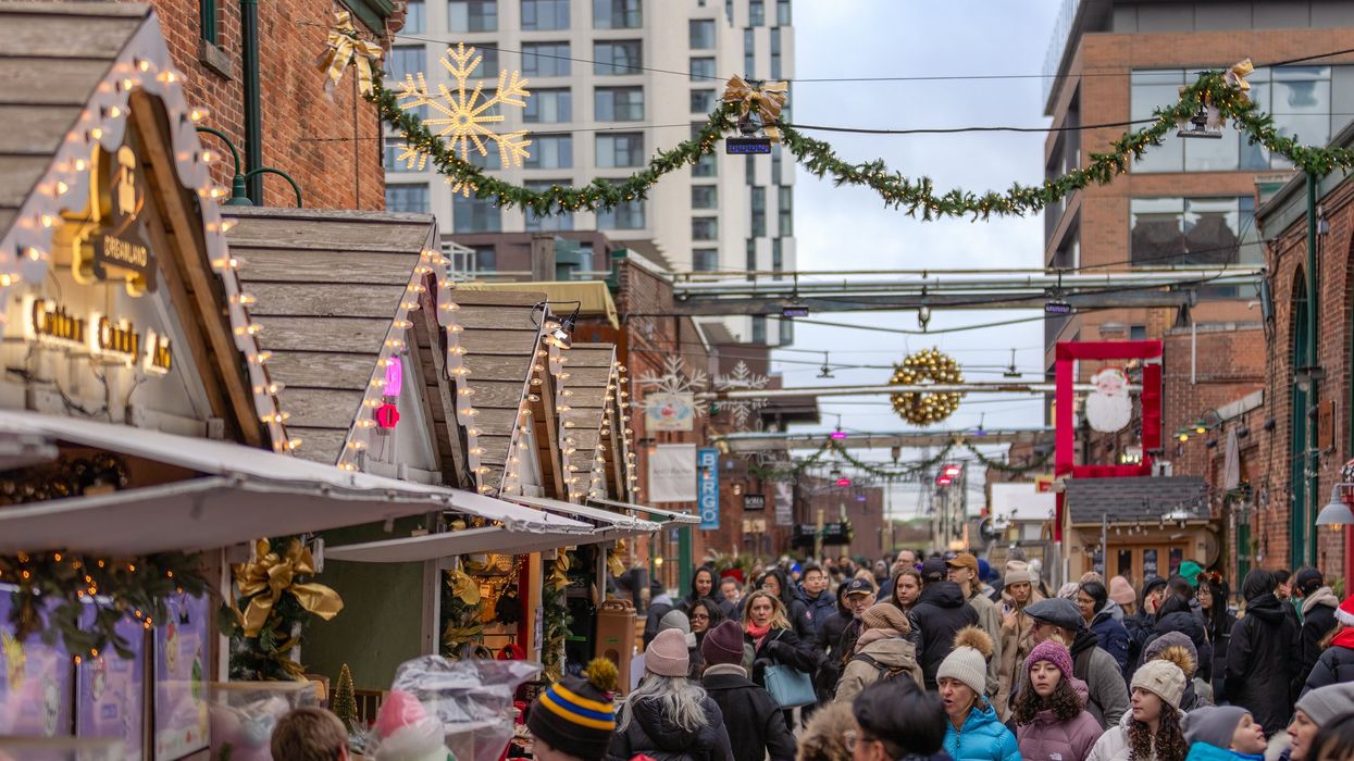 Shoppers at Toronto's Distillery Winter Village.