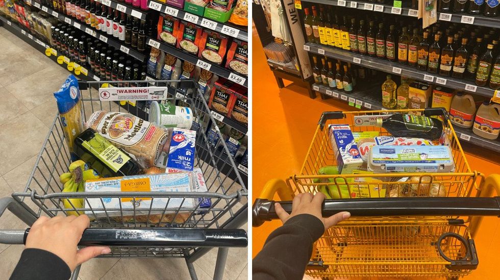 Shopping cart at Farm Boy. Right: Shopping cart at Loblaws.