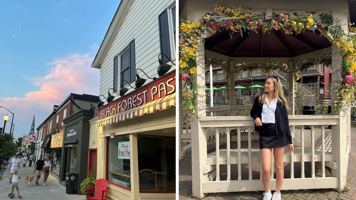 shops in downtown oakville. right: person in unionville
