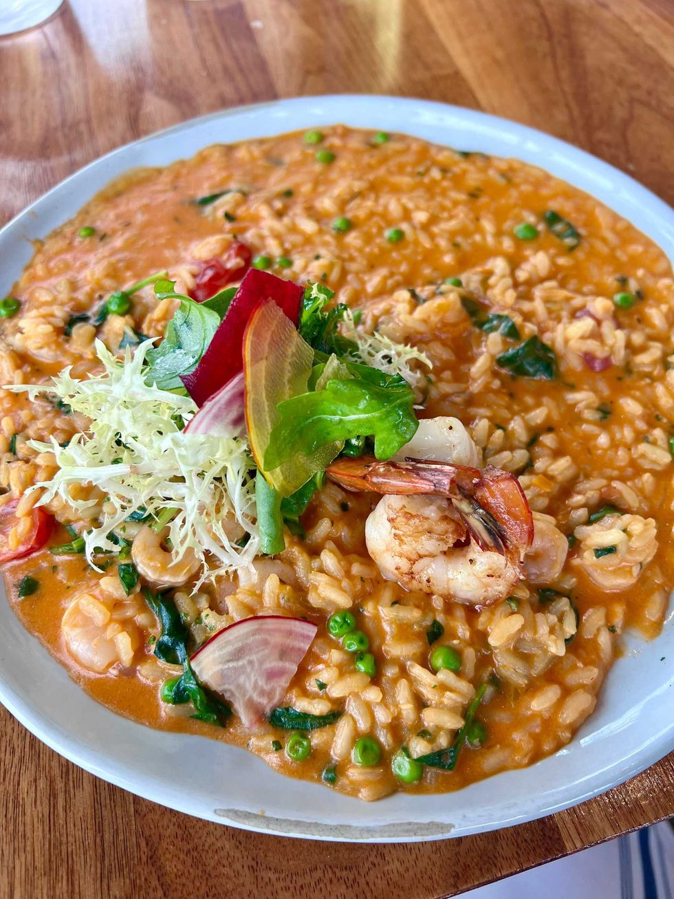 Shrimp risotto milanese at the Lake Club Restaurant.