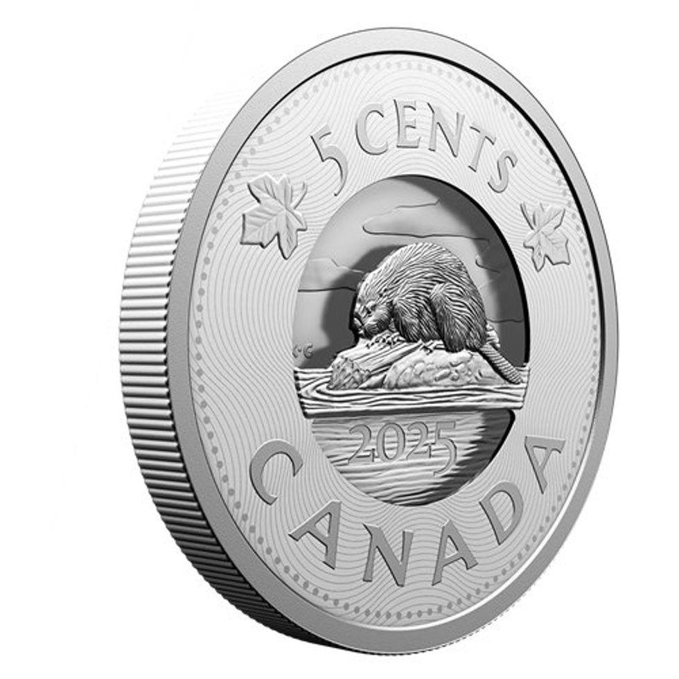 side view of the new multilayered beaver fine silver coin