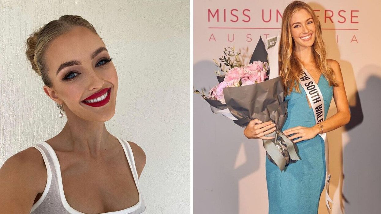Sienna Weir. Right: Sienna Weir at a Miss Universe Australia event.