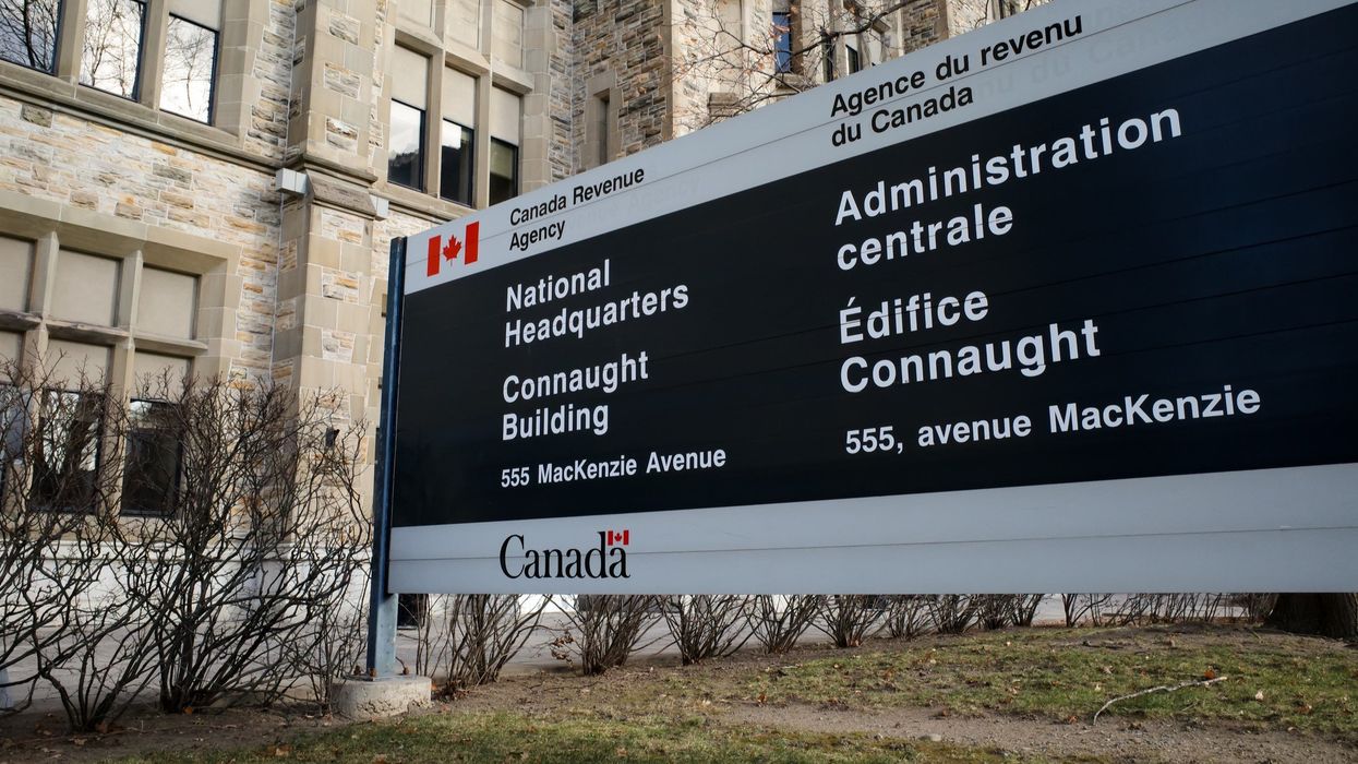 Sign at the Canada Revenue Agency (CRA) national headquarters office in Ottawa.