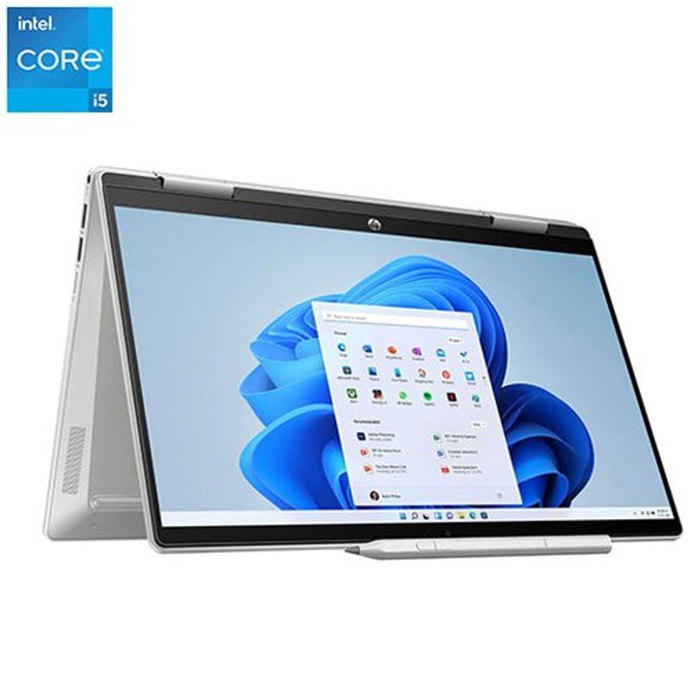 silver hp pavilion 14-inch touchscreen two-in-one laptop