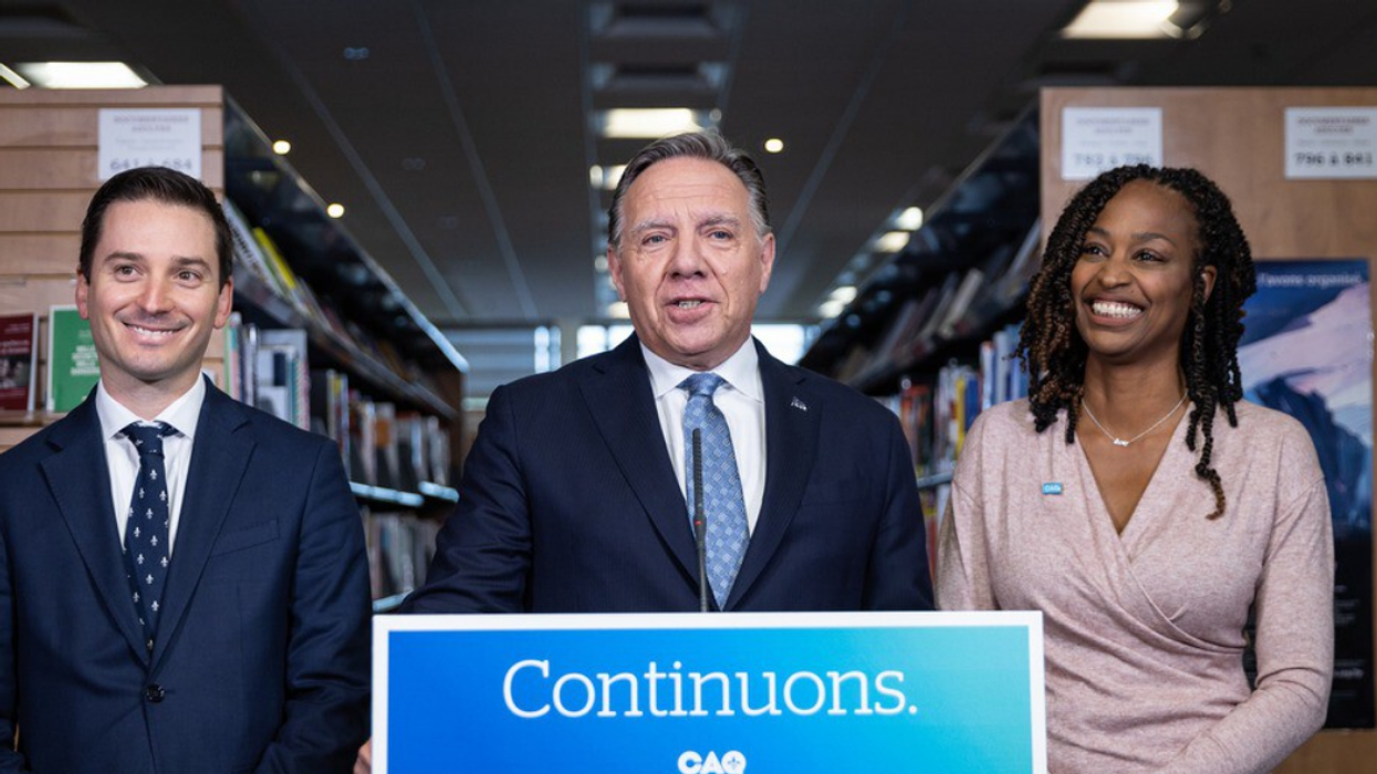 Simon Jolin-Barrette, François Legault et Shirley Dorismond.