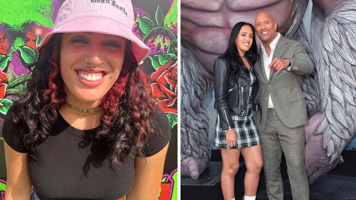Simone Johnson. Right: Johnson with her father Dwayne 'The Rock' Johnson.