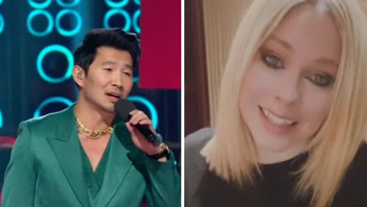 Simu Liu at the 2023 JUNOS. Right: Avril Lavigne.