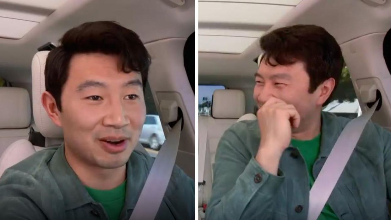 Simu Liu doing Carpool Karaoke.