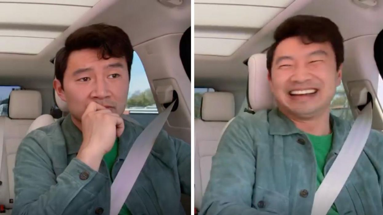 Simu Liu doing Carpool Karaoke.