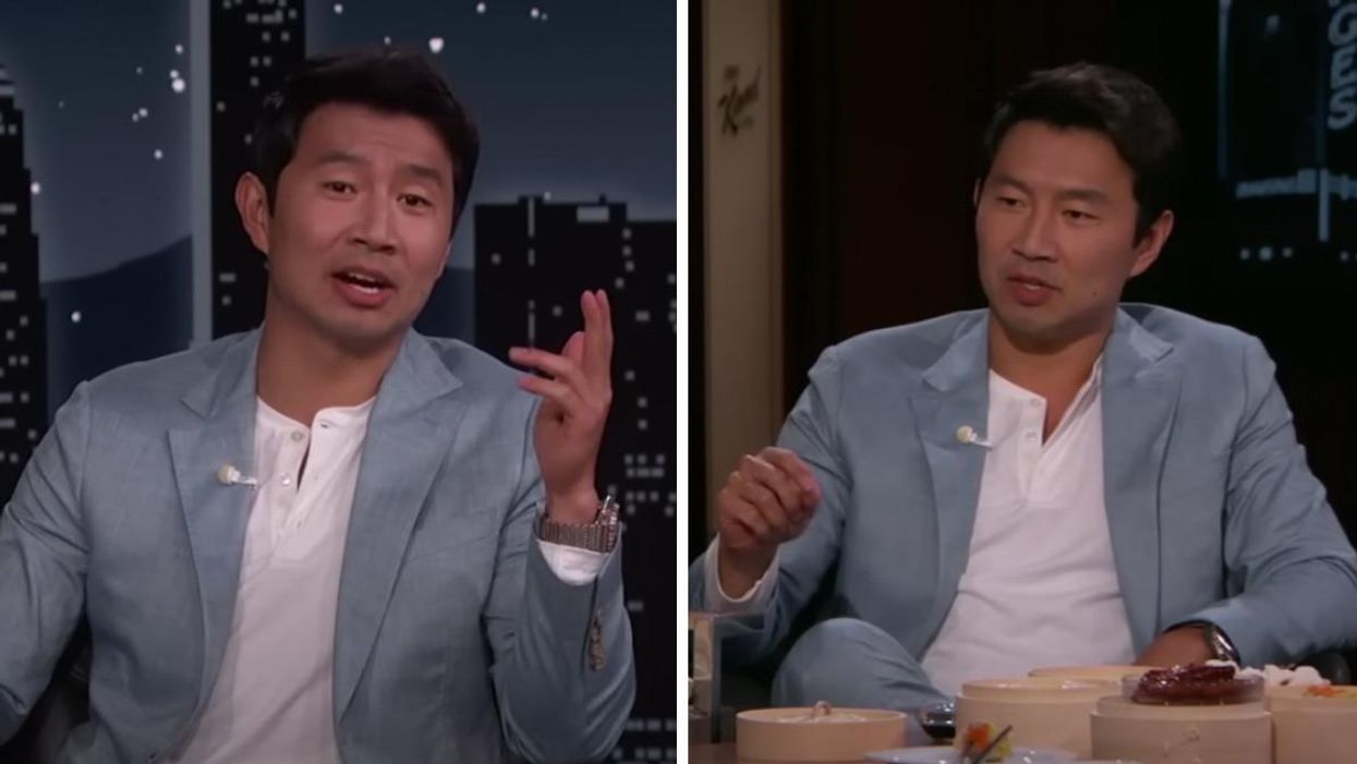 Simu Liu guest hosting Jimmy Kimmel Live.