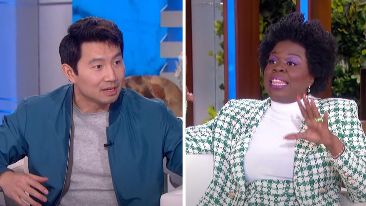 Simu Liu on The Ellen Show. Right: Leslie Jones hosting The Ellen Show.