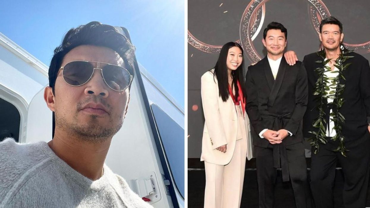 Simu Liu. Right: Simu Liu at the Shang-Chi and the Legend of the Ten Rings premiere.