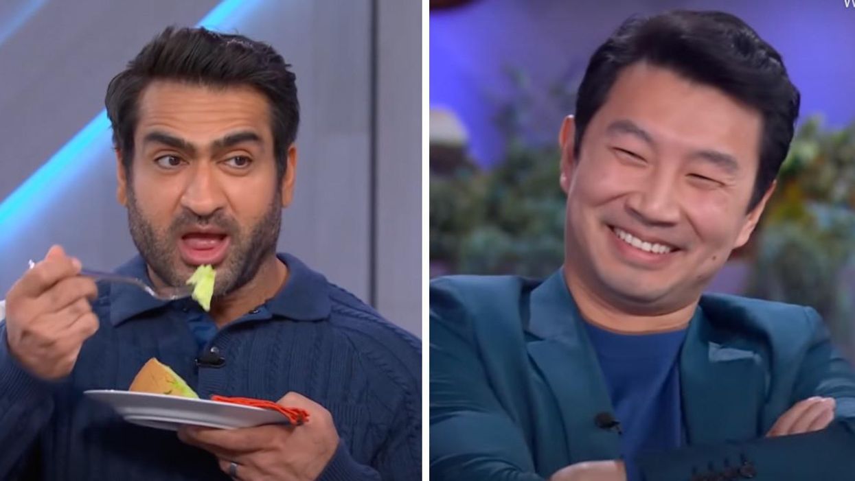 Simu Liu Shared Some Surprise Snacks With Kumail Nanjiani & It Was So Adorably Joyful (VIDEO)