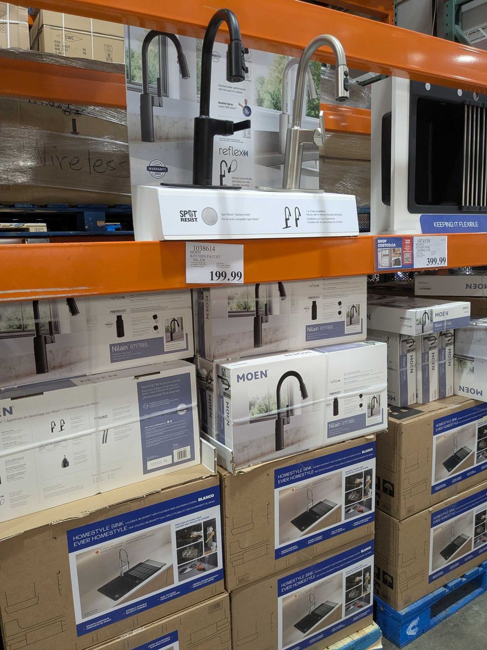 Sink faucets on display at Costco