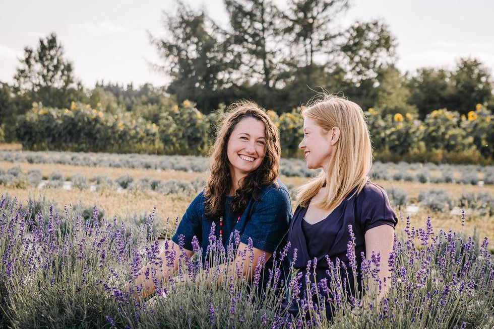 Sitting in a field of blooming lavender in Ontario.