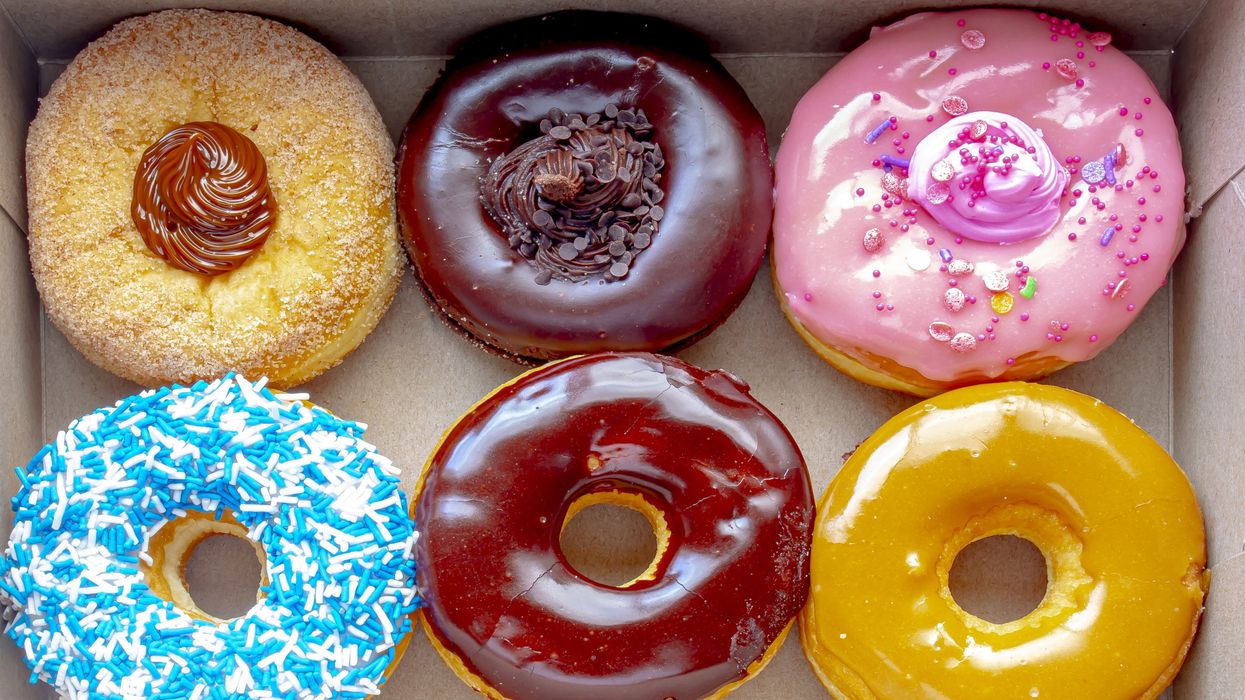 Six Tim Hortons donuts.