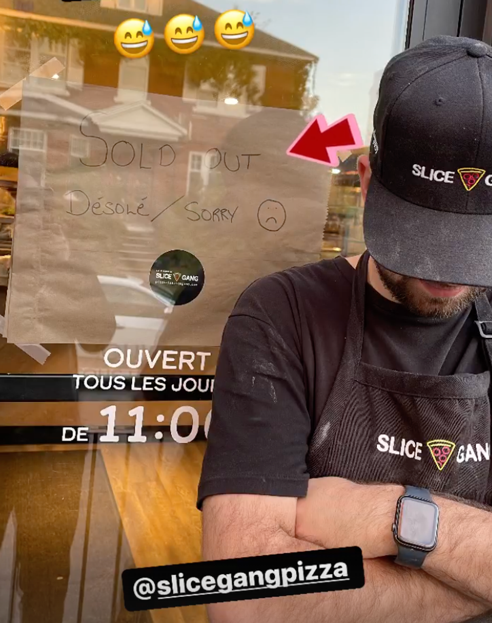 Slice Gang Pizza ferme plus t\u00f4t car ils n'ont plus de p\u00e2te \u00e0 pizza.