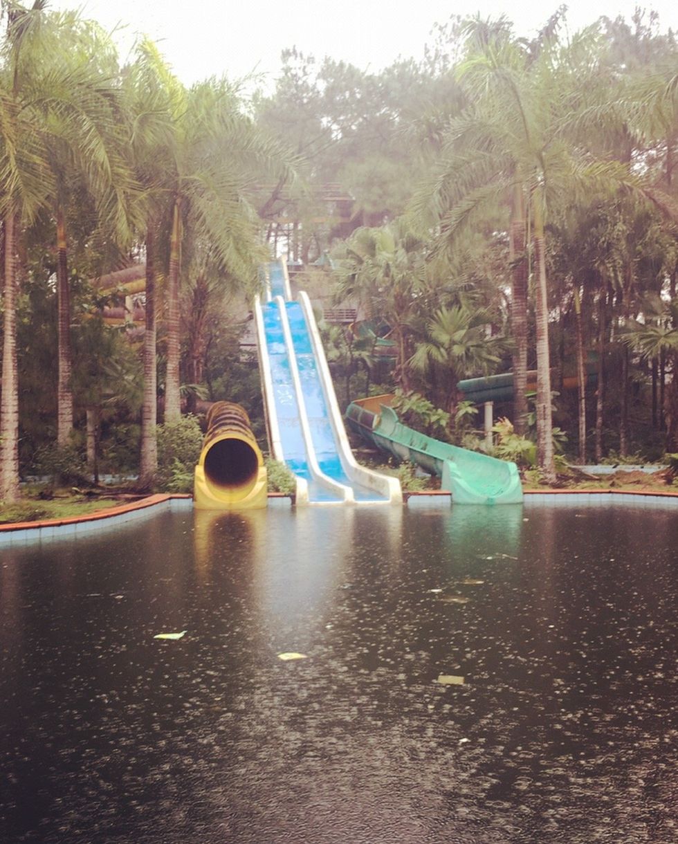 Slides at \u200bthe abandoned water park.