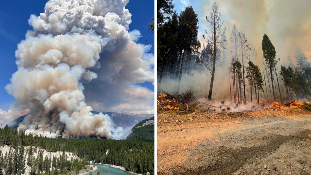 Smoke from a planned burn in B.C. Right: A planned burn in B.C.