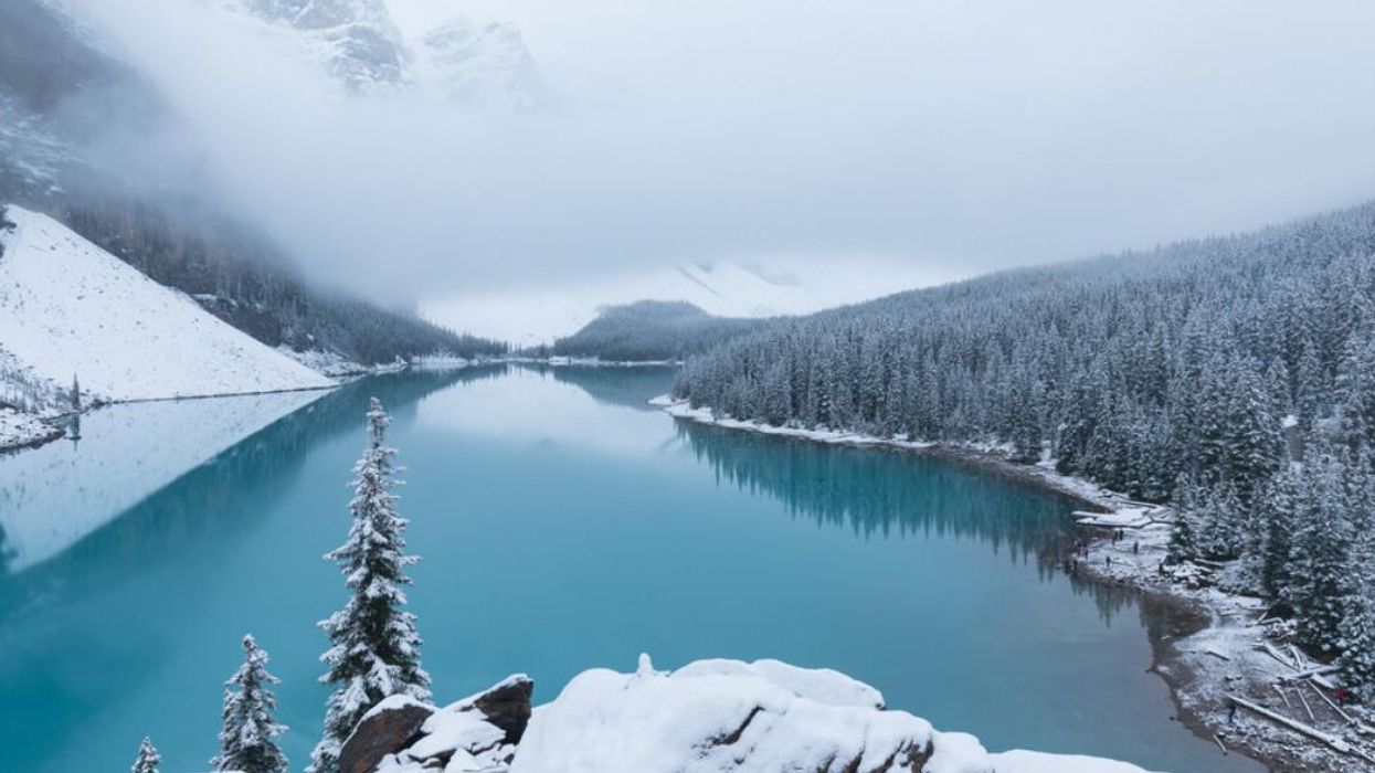 Snow at Moraine Lake.