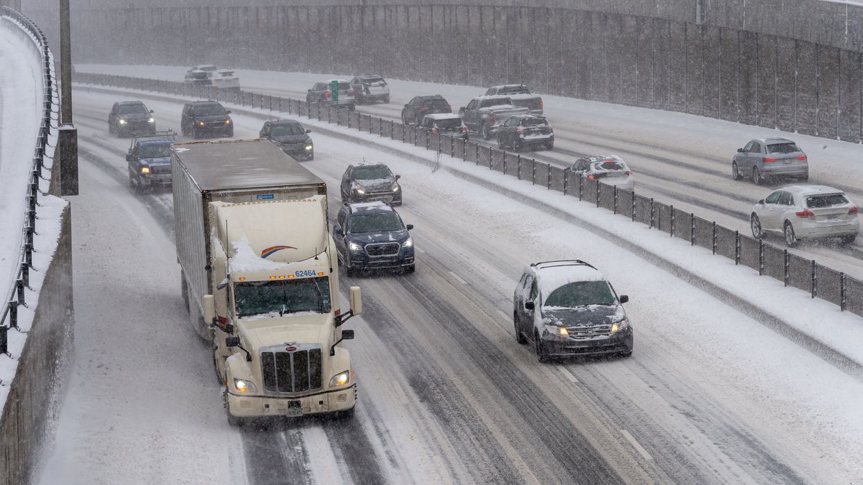 Snow on a highway.