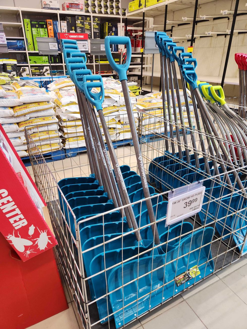 Snow shovels at Canadian Tire.