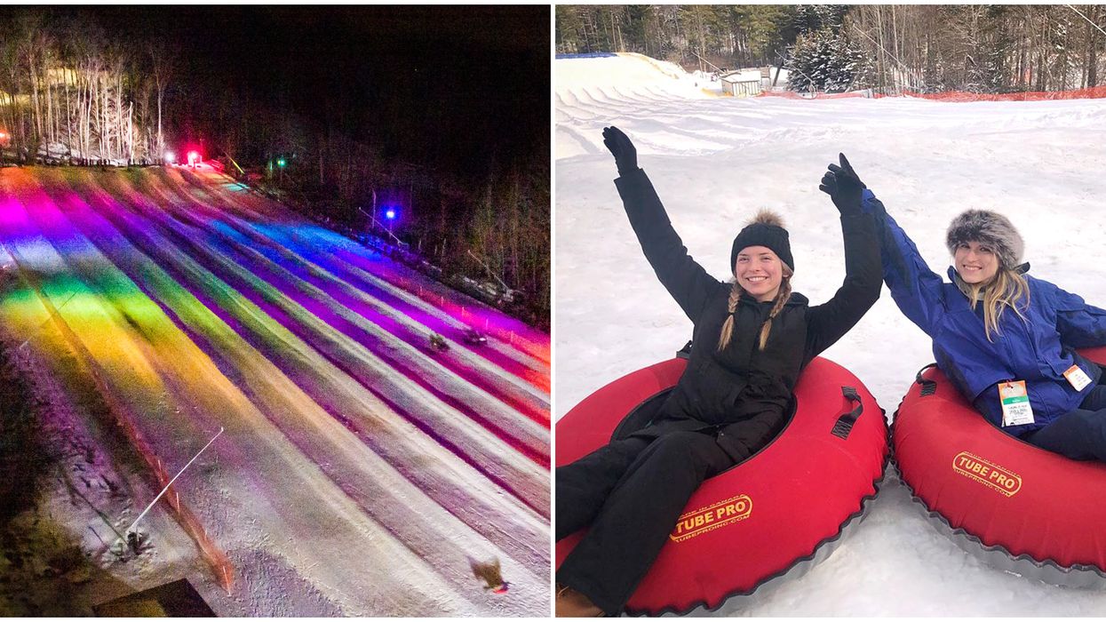 Snow Tubing In New York After Dark On Glow In The Dark Slides