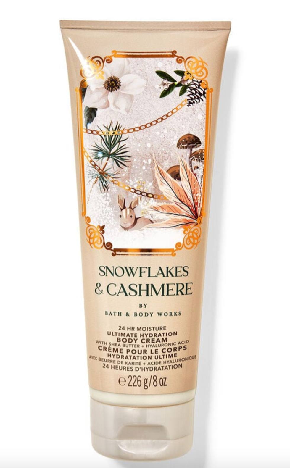 Snowflakes & cashmere body cream at Bath & Body Works.