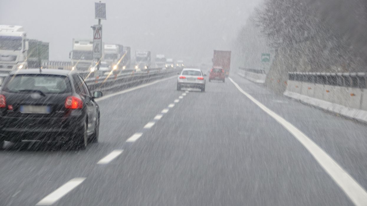 Snowy conditions on a highway.