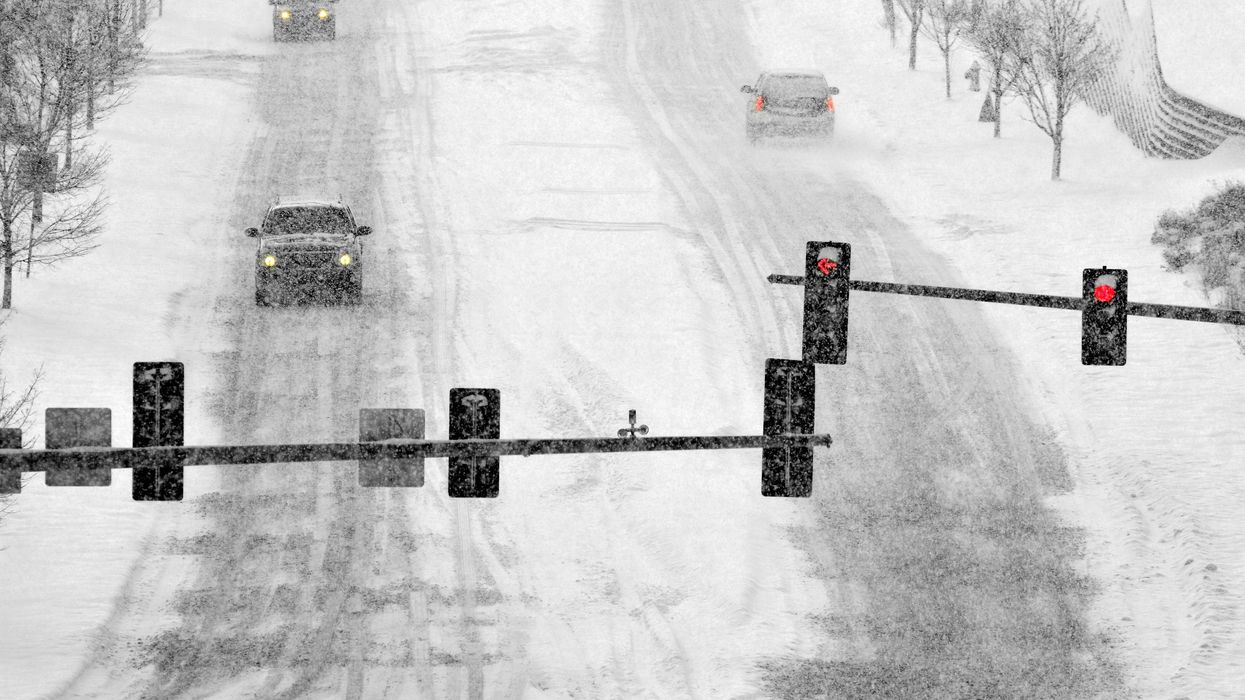 Snowy conditions on the road.