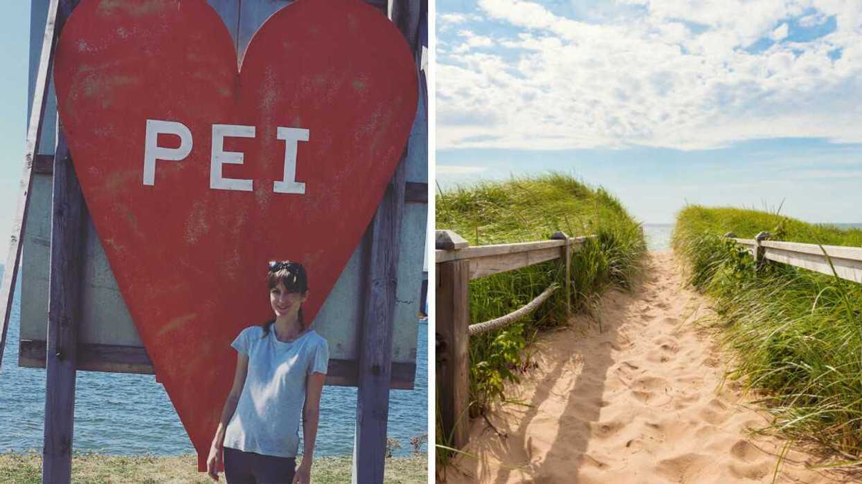 Soemone on Prince Edward Island. Right: A P.E.I. beach.