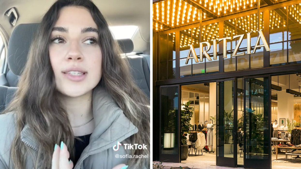 Sofia on TikTok. Right: An Aritzia store.
