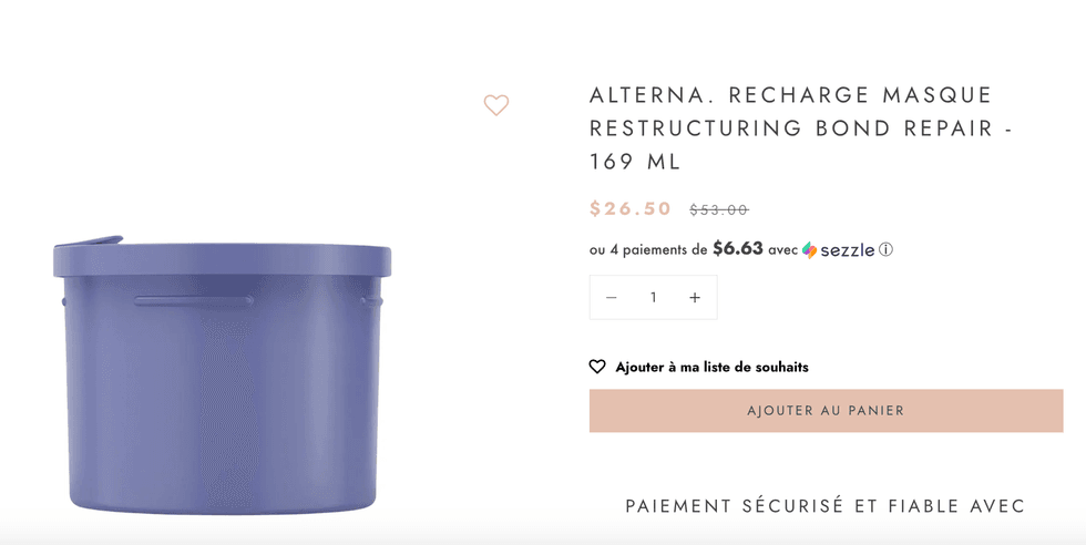 Soin capillaire de la marque Alterna.