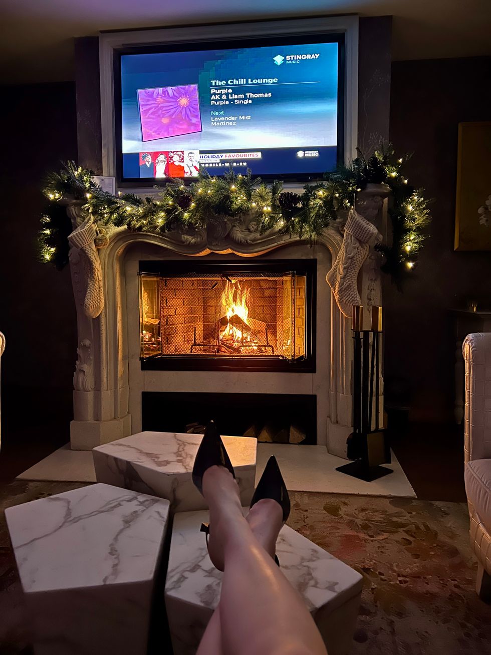 Solarium Suite fireplace.