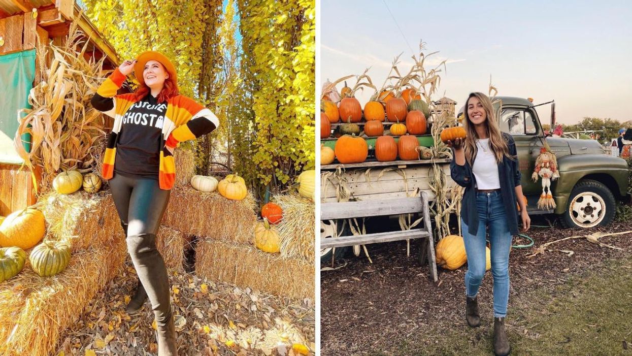 Someone at Prairie Gardens. Right: Someone at Kraay Family Farm.