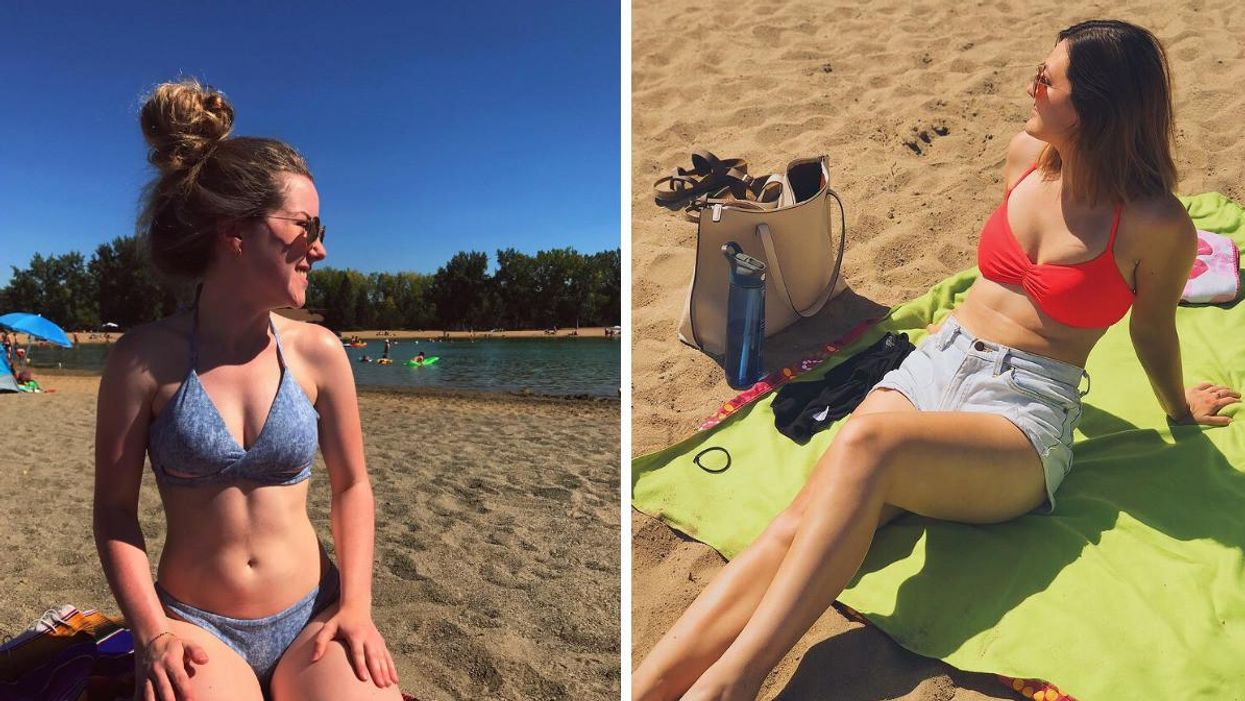 Someone at Sikome Lake. Right: Someone on the beach at Sikome Lake.