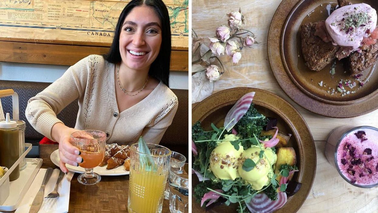 Someone dining at Jam Cafe, Victoria. Right: Brunch at Nourish Cafe and Bistro.