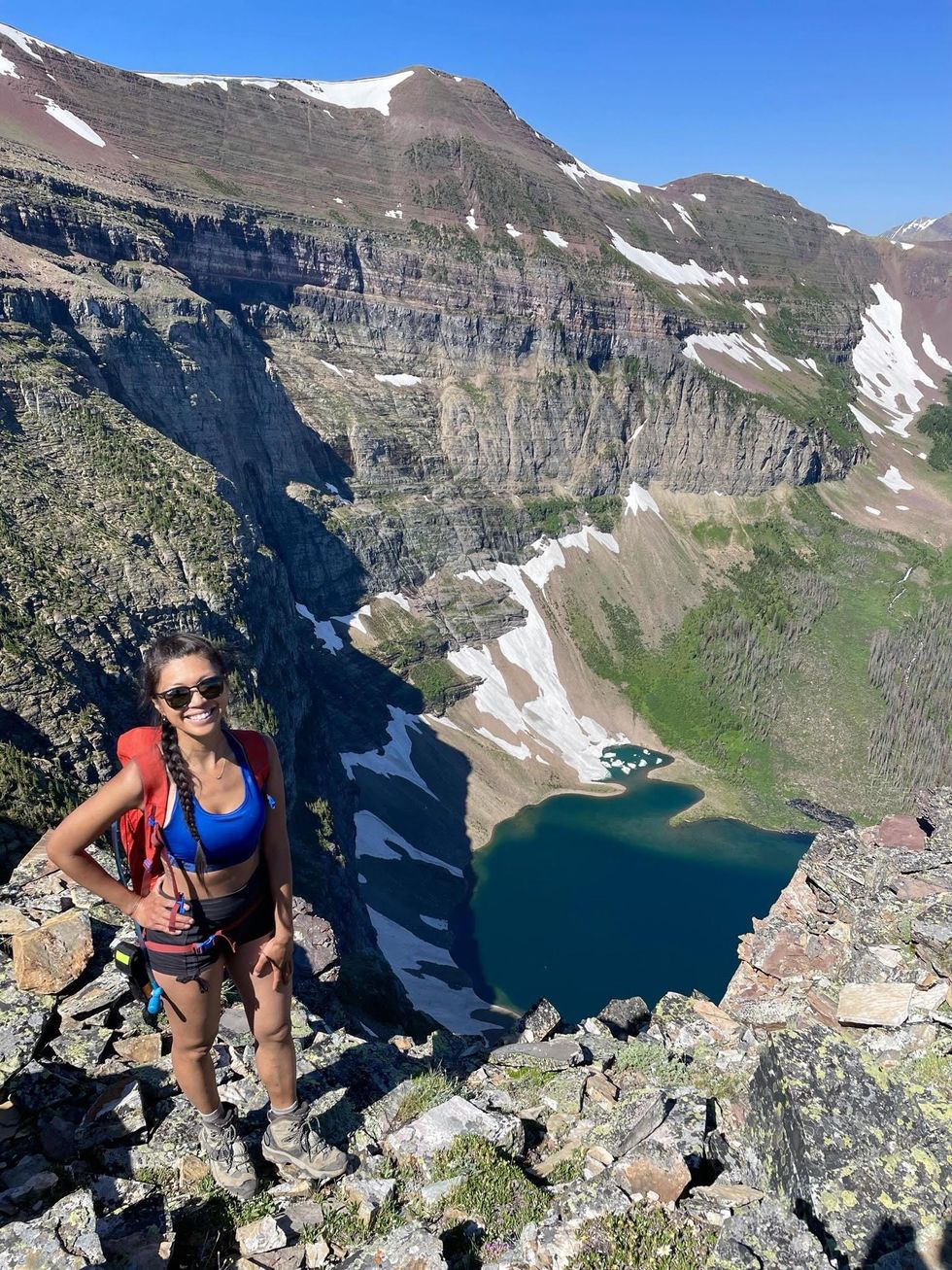 Someone hiking at Akamina Ridge.