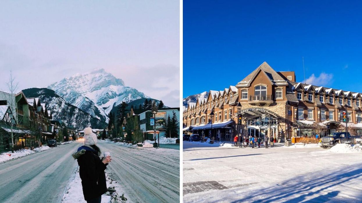 Someone in Banff. Right: Banff