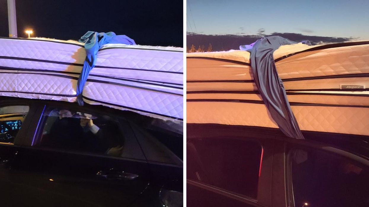 Someone In Ontario Got Busted For Using A Sheet To Hold A Mattress Down While Driving