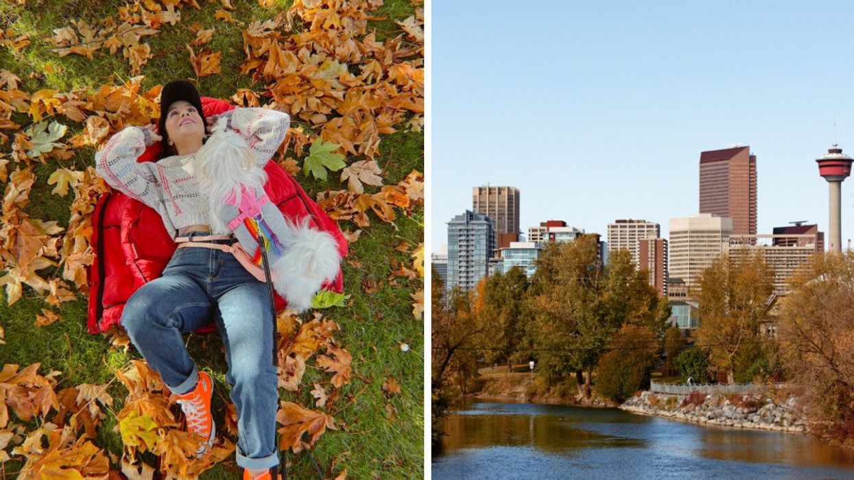 Someone in Vancouver fall colours. Right: Calgary in the fall.