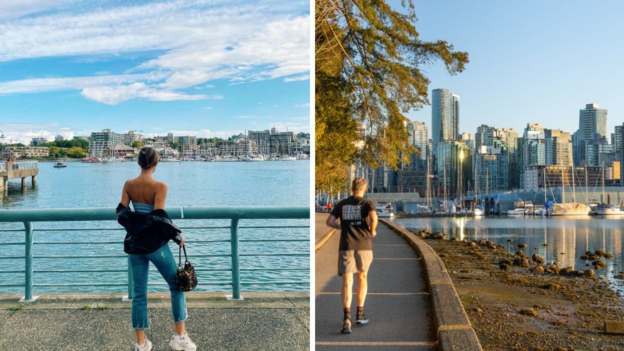 Someone in Vancouver. Right: A person running in Vancouver.