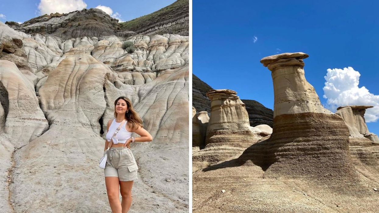 Someone on Hoodoos Trail. Right: One of the Hoodoos.